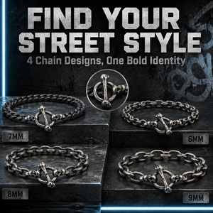 Bracelet tendance gothique pour motard avec fermoir tête de mort, en acier inoxydable 316L, chaîne gourmette noire, résistant au ternissement, étanche, style vintage pour homme - Product Image 5