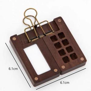 Portatile Pieghevole Design Moderno Forma Quadrata Studente Acquerello Pigno Scatola di Conservazione Noce Nera Mini Palette Clip di Legno - Product Image 4