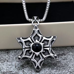 Collier Pendentif Étoile de David en Acier Inoxydable Personnalisé, Charme Onyx Noir Rétro Gothique Hip Hop, Bijou Amulette, Cadeau Homme Occulte - Product Image 2