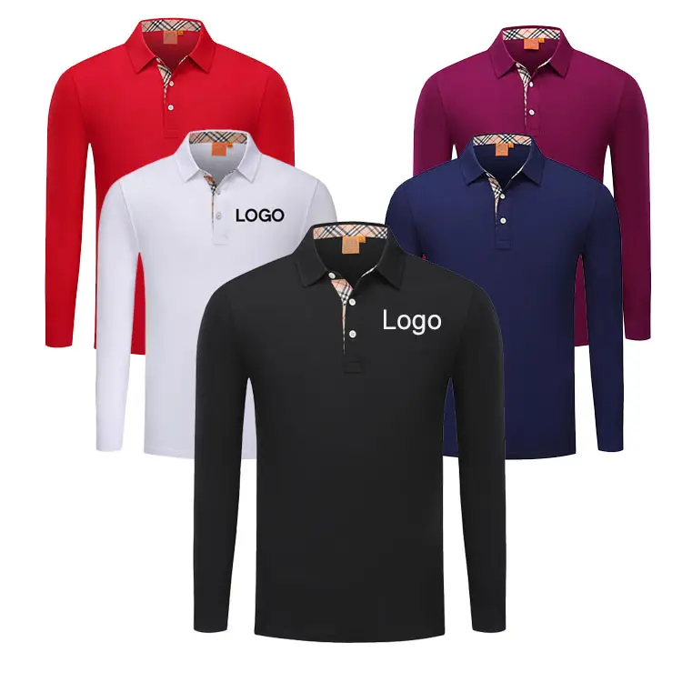 2024 nuevo diseño personalizado sublimación impresión Logo algodón polos bordado hombres Polo Camisetas manga larga Casual Polo camiseta