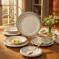 Assiettes à dîner en mélamine de style simple et moderne, assiettes en plastique pour steak et soupe, pour restaurant, hôtel, restauration commerciale