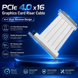 4+1 Dubbele Reverse 90 Graden PCIe 4.0 X16 Verlengkabel Wit Hoge Snelheid Riser GPU Kabel EMI Afgeschermd Flexibel Verticaal - Product Image 1