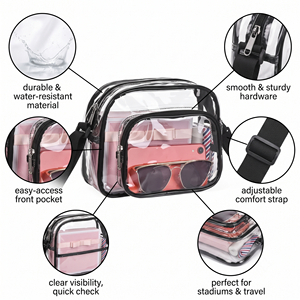 BSCI, bolso cruzado transparente personalizado, bandolera transparente a la moda, correa para el hombro, bolso de mano transparente aprobado por el estadio, conciertos - Product Image 2
