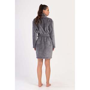 Ensemble de robe à col châle pour femme, manches longues ou courtes, avec poches, logo personnalisé, thermique et respirant, imprimé uni pour l'hiver - Product Image 1