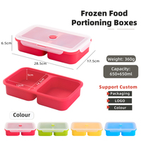 Boîte à repas à un étage en silicone de qualité alimentaire grande capacité, 2 compartiments, sans BPA, lavable au lave-vaisselle, portable, chauffable