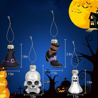 Tête de squelette suspendue pour Halloween Décorations d'arbre de Noël écologiques