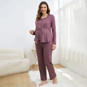 Ensemble de Pyjama d'allaitement pour <span class=keywords><strong>femme</strong></span> <span class=keywords><strong>enceinte</strong></span>, <span class=keywords><strong>pantalon</strong></span> à taille réglable - Product Image 2
