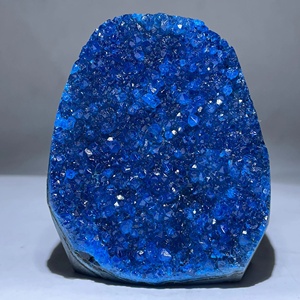 Pierre naturelle de guérison 500-600g, Décoration maison et bureau, Cadeaux souvenirs, Géode bleue, Grappe de quartz cristallin à motif floral CrystalHola - Product Image 4