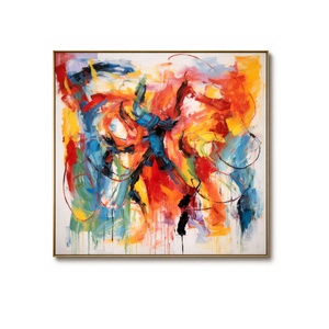 Peinture abstraite expressionniste aux couleurs vives, peinte à la main sur toile texturée, œuvre d'art originale à l'huile blanche, vente en gros - Product Image 6