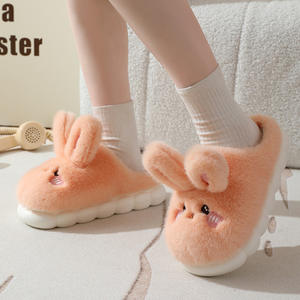 Cotton Cute Soft Plush Toys Girls Slipper Winter Indoor <b>Outdoor</b> Warm Cotton Slippers Thick Bottom PVC Kawaii Slippers - Product Image 1