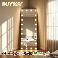 Espejo de pie LED de cuerpo entero con 28 bombillas, trípode, táctil, regulable, 3 colores de luz, para maquillaje y transmisiones en vivo, OEM