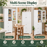 Buffet de rangement haut moderne blanc à 4 portes en mélaminé pour cuisine, salle à manger, mobilier de maison - Vente en gros
