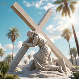 Église catholique chrétienne célèbre grande pierre sculpter jésus 14 Stations neuvième station marbre <span class=keywords><strong>blanc</strong></span> jésus <span class=keywords><strong>tombe</strong></span> troisième fois Sculpture - Product Image 1