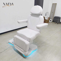 Lit de massage électrique à 3 moteurs en cuir PU blanc, lit de beauté incurvé réglable pour salons de beauté