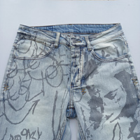Wholesale Streetwear High Quality Men Casual Boy Designer Logo Plus Size Printed Custom Denim Men's Jeans for Women Mens