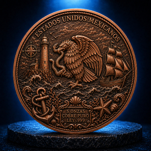 Pièce de collection et badge en cuivre pur .999 de 5 onces, avec gravure 3D Angel Liberty Nautical Ocean et estampage artistique - Product Image 2