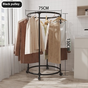 Séchoir à linge rotatif multifonctionnel breveté, sur roulettes, du sol au <span class=keywords><strong>plafond</strong></span>, pour présentation de vêtements en magasin, en métal et plastique - Product Image 6