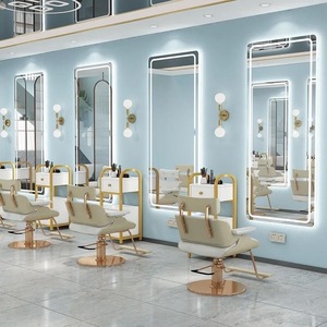 Miroir mural en aluminium pour salon de coiffure, équipement de salon, miroir spécial pour salon de coiffure, vente chaude, moderne, avec éclairage LED - Product Image 5