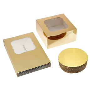 Caja de Pastel Personalizada Ecológica de Cartón Dorado Marfil, Caja de Regalo para Fiestas, Caja de Papel Kraft para Galletas de Chocolate, Caja de Embalaje para Repostería y Catering - Product Image 1