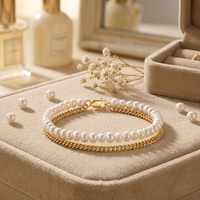 Bracelet chaîne cubaine Hip Hop en argent 925 plaqué or 14 carats avec perle d'eau douce, design minimaliste unisexe, cadeau de mariage, bijoux de mode