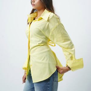 Blusa Elegante para Mujer, Diseño Personalizado OEM, Cuello con Cordones, Corte Holgado, Estilo Casual, Botones, Manga Larga - Product Image 1