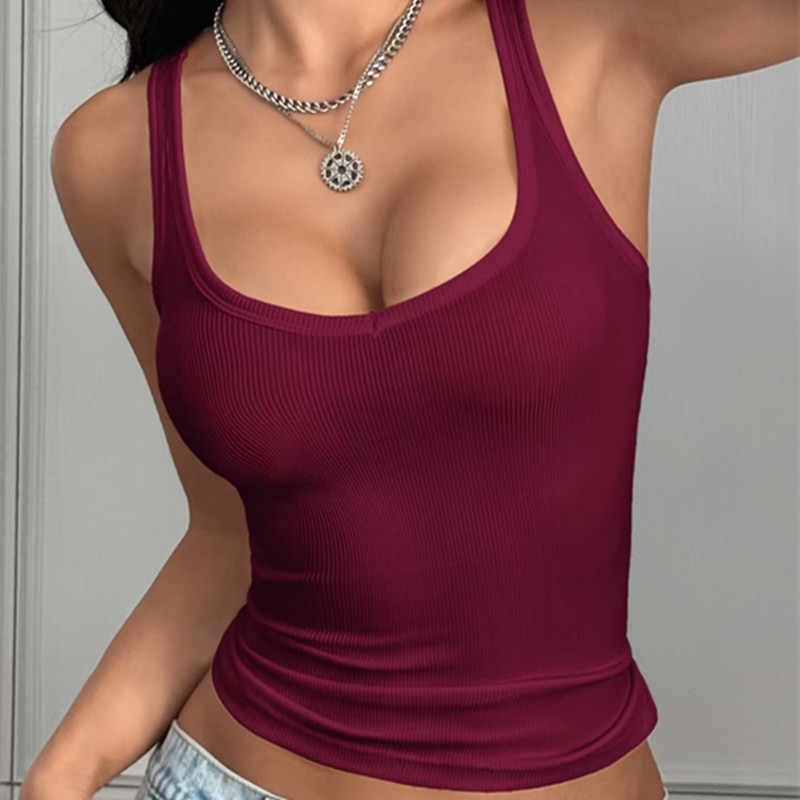 Hot Selling Breathable Knitted Fitness Tank Tops Workout Yoga Sports Casual Plain Singlet Women Vest