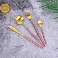 Ensembles de couverts en acier inoxydable or mat couverts de mariage élégants avec couverts de table en satin plaqué brossé fourchette cuillère couteaux