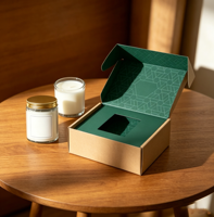 Boîte d'emballage de luxe personnalisée pour bougies, en papier rigide vert avec fenêtre, pour pot de bougie parfumée, parfum et bougie