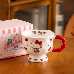 แก้วเซรามิคลายการ์ตูนพร้อมฝาปิดกล่องสีสวยแก้วกาแฟน้ำลายการ์ตูนคิตตี้นม - Product Image 4