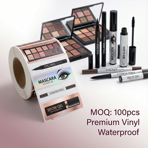 Etiquetas Cosméticas Personalizadas con Lámina Dorada Rosa |   Etiquetas Adhesivas <span class=keywords><strong>de</strong></span> Vinilo Impermeables para Paletas <span class=keywords><strong>de</strong></span> Sombras <span class=keywords><strong>de</strong></span> Ojos y Envases <span class=keywords><strong>de</strong></span> Rímel - Product Image 1