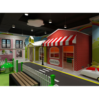 Aire de jeux intérieure pour enfants couleur pastel thème personnalisable équipement interactif pour parc d'attractions utiliser zone de jeu de rôle