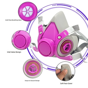 Máscara de Gas de Media Cara con Gafas de Seguridad Antivaho, Respirador KN95 de Alta Filtración, Plástico para Pintura en Aerosol y Productos Químicos - Product Image 2