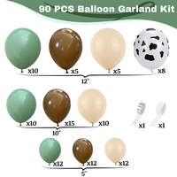 Kit d'arche de guirlande de ballons vert sauge, marron, beige, ballons en latex à imprimé vache, décoration de fête sur le thème de la ferme pour baby shower et 1er anniversaire