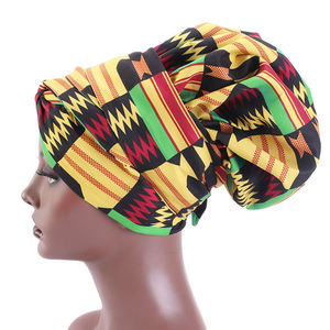 Turban en Satin de soie à longue cravate, imprimé réutilisable, couverture de cheveux de <span class=keywords><strong>chimiothérapie</strong></span>, Bonnet de bain Floral, <span class=keywords><strong>Bandana</strong></span> enveloppant Musulman africain - Product Image 5