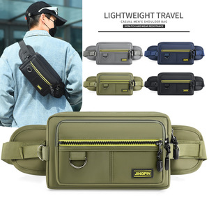 JINGPIN Men's Chest Bag Oxford Cloth Waterproof Outdoor Running Waist Bag Multi Functional Phone Belt Large Capacity - Product Image 1