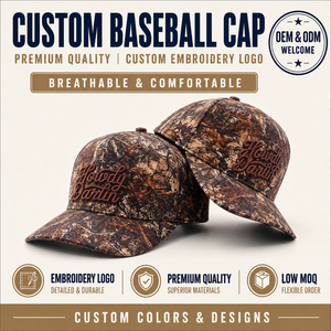 Casquette de baseball camouflage personnalisée OEM de qualité supérieure avec logo brodé, faible MOQ, fabrication professionnelle, personnalisation de la marque, couvre-chef - Product Image 1