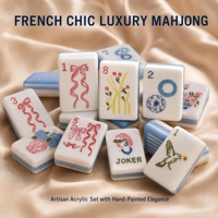 Ensemble de Mahjong en Acrylique de Luxe Peint à la Main Style Chic Français Vente en Gros Tuiles de Mahjong Personnalisées Boîte Cadeau