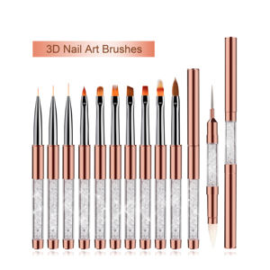 Pinceau Liner 3D pour Nail Art HQ Discount, Manche Transparent Or Rose, Poils Kolinsky et Nylon, Multifonctionnel pour Peinture d'Ongles DIY - Product Image 6