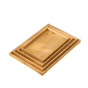 Bandeja de servir de bambú con patrón de madera engrosado para té, repostería, frutas y aperitivos, uso doméstico - Product Image 3