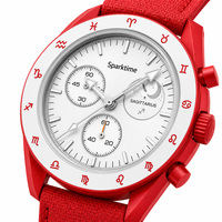 Montre en biocéramique et quartz en gros, logo personnalisé OEM, 42 mm, étanche 3 ATM, motif zodiaque Sagittaire, mode sportive, cadran en verre 22 mm, bracelet en caoutchouc