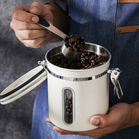 Boîte à café sous vide OEM en acier inoxydable 304, hermétique, pour le stockage des grains, 1,5L, 1,8L, 2,8L, avec marqueur de date et cuillère