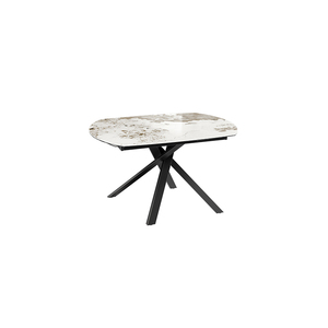 <span class=keywords><strong>Table</strong></span> à Manger Moderne Extensible 6 Places avec Plateau en Céramique, <span class=keywords><strong>Ronde</strong></span> ou Ovale, et <span class=keywords><strong>Rallonge</strong></span> Métallique pour Usage Domestique ou Hôtelier - Product Image 6