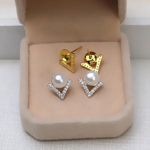 Pendentif en argent S925 à angle droit avec anneau d'oreille en forme de V, collier, perle vide, support de bijoux de mode, ensembles de bricolage pour femmes - Product Image 3