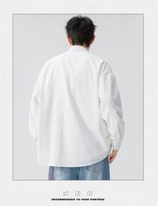 <span class=keywords><strong>เสื้อ</strong></span>เชิ้ตผู้<span class=keywords><strong>ชาย</strong></span>แขนยาวสไตล์ญี่ปุ่นย้อนยุค ฤดูใบไม้ผลิ ฤดูใบไม้ร่วง แบบใหม่ เรียบง่าย สไตล์จีน <span class=keywords><strong>คอ</strong></span>ตั้ง <span class=keywords><strong>สี</strong></span>พื้น ประดับลูกปัด โพลีเอสเตอร์ แห้งเร็ว - Product Image 3