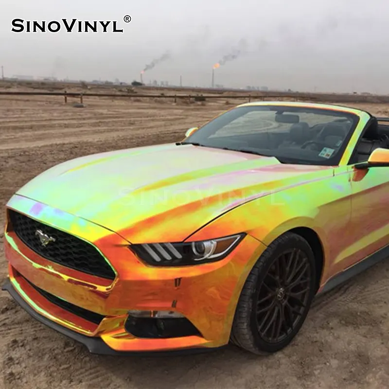 SINOVINYL-pegatina decorativa de alta calidad para Moto, espejo cromado, película holográfica de arco iris para Auto, envoltura de cuerpo, lámina de vinilo para coche