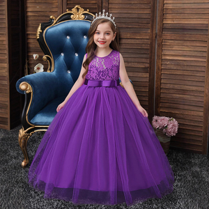 Vestido de Princesa sin Mangas con Encaje para Niñas Medianas y Mayores, Venta al por Mayor de Fábrica, Vestido Formal de Boda Largo y Abullonado Personalizado - Product Image 1