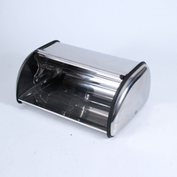Boîte de rangement pour pain en acier inoxydable avec couvercle roulant traditionnel, boîte de rangement multifonctionnelle pour la maison