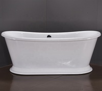 Baignoire autoportante en acrylique blanche de taille standard, ovale et ronde, sans robinet