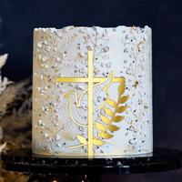 Nouveau grand décor de gâteau en acrylique doré en forme de croix pour baptême, souvenir de baptême, décoration de gâteau