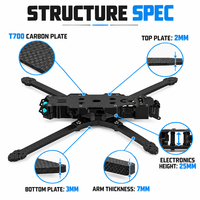 Châssis FPV Axisflying MANTA10 Lite 10 pouces True X Long Range en fibre de carbone T700, bras de 440 mm 7 mm, 389 g, 30.5 FC, VTX 20x20